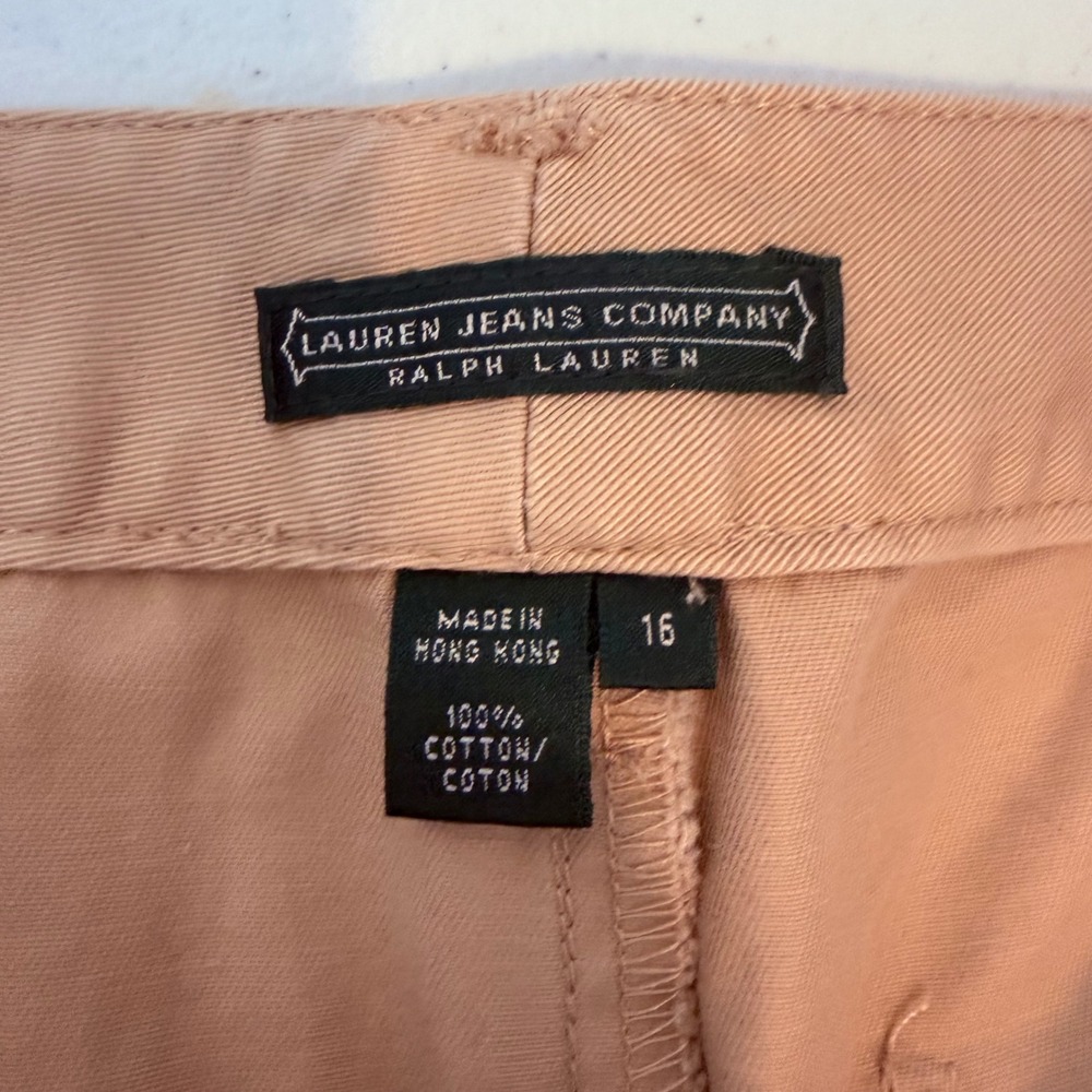 VTG Ralph Lauren Khaki Wide Leg Chino Pants Tan 100% Cotton Size 16 NWT Wide Leg - Picture 8 of 11